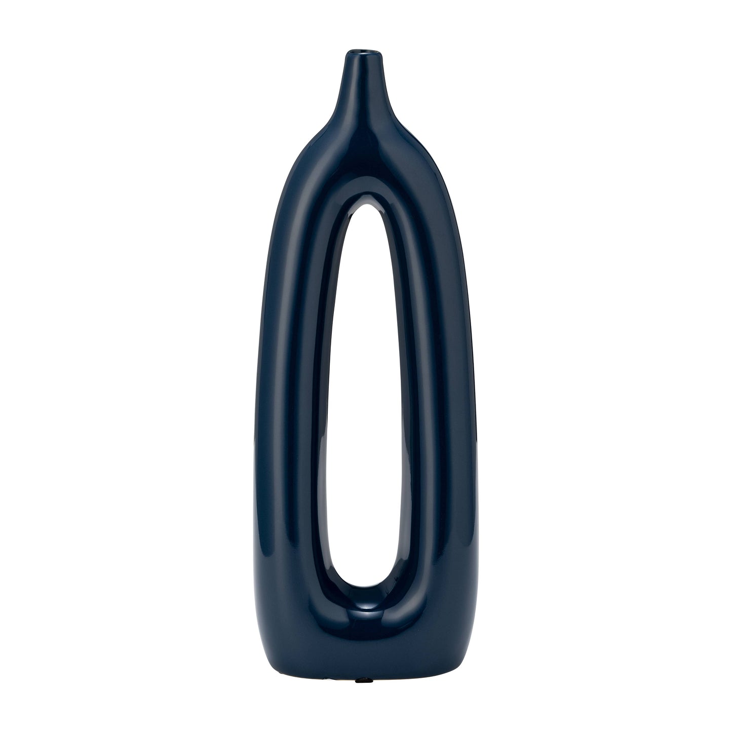 Ceramic Openwork Cut-Out Abstract Vase - Blue, 14 in.