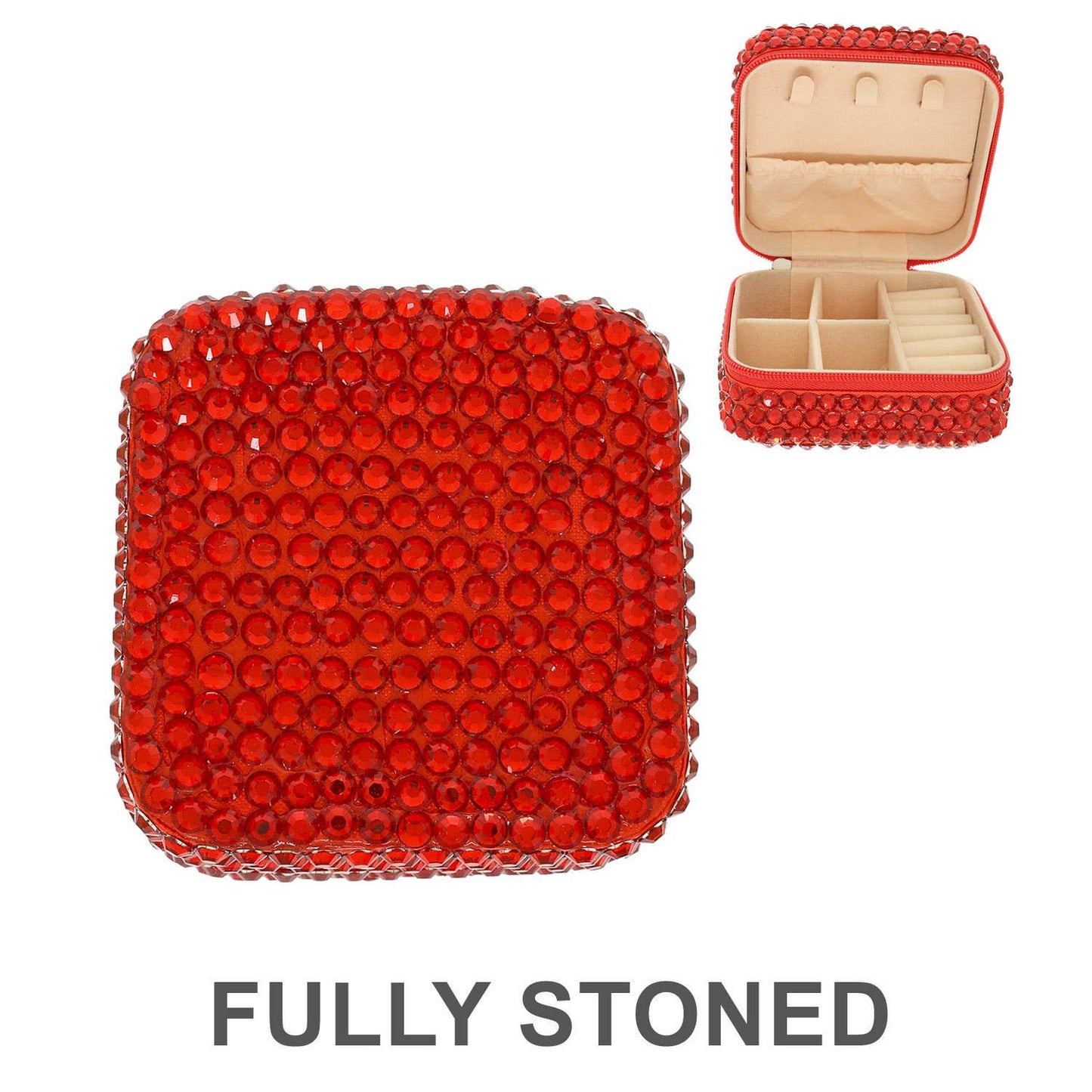 Crystal Rhinestone Embellished Travel Jewelry Box