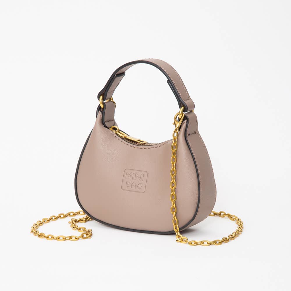 Faux Leather Chic Mini Hobo Handbag / Crossbody Bag