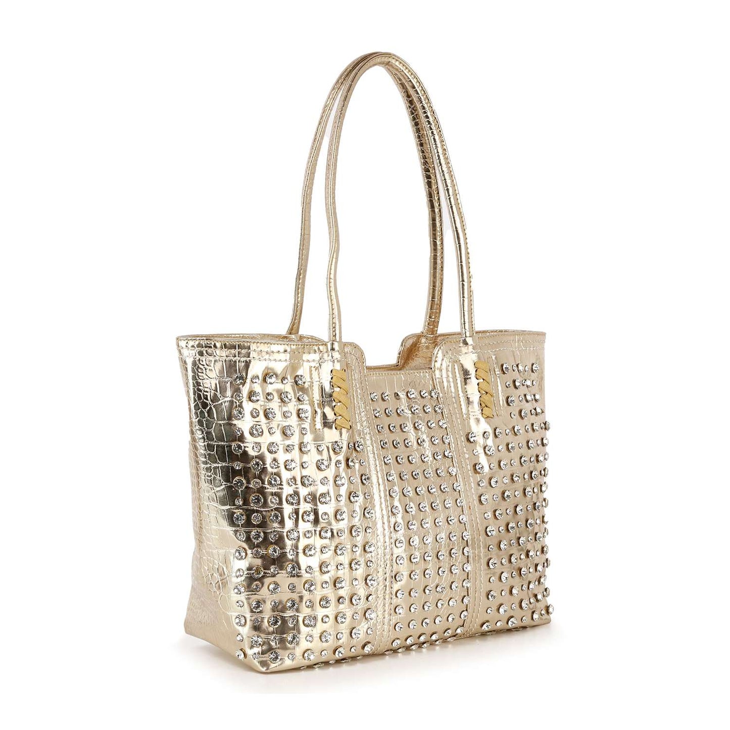 Studded Embossed Tote Handbag