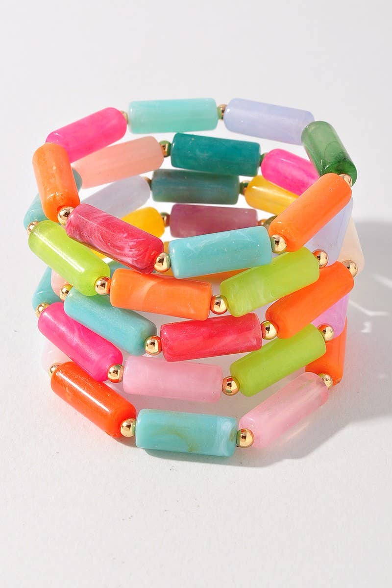 RESIN BEAD STRETCH BRACELET MBR-5620