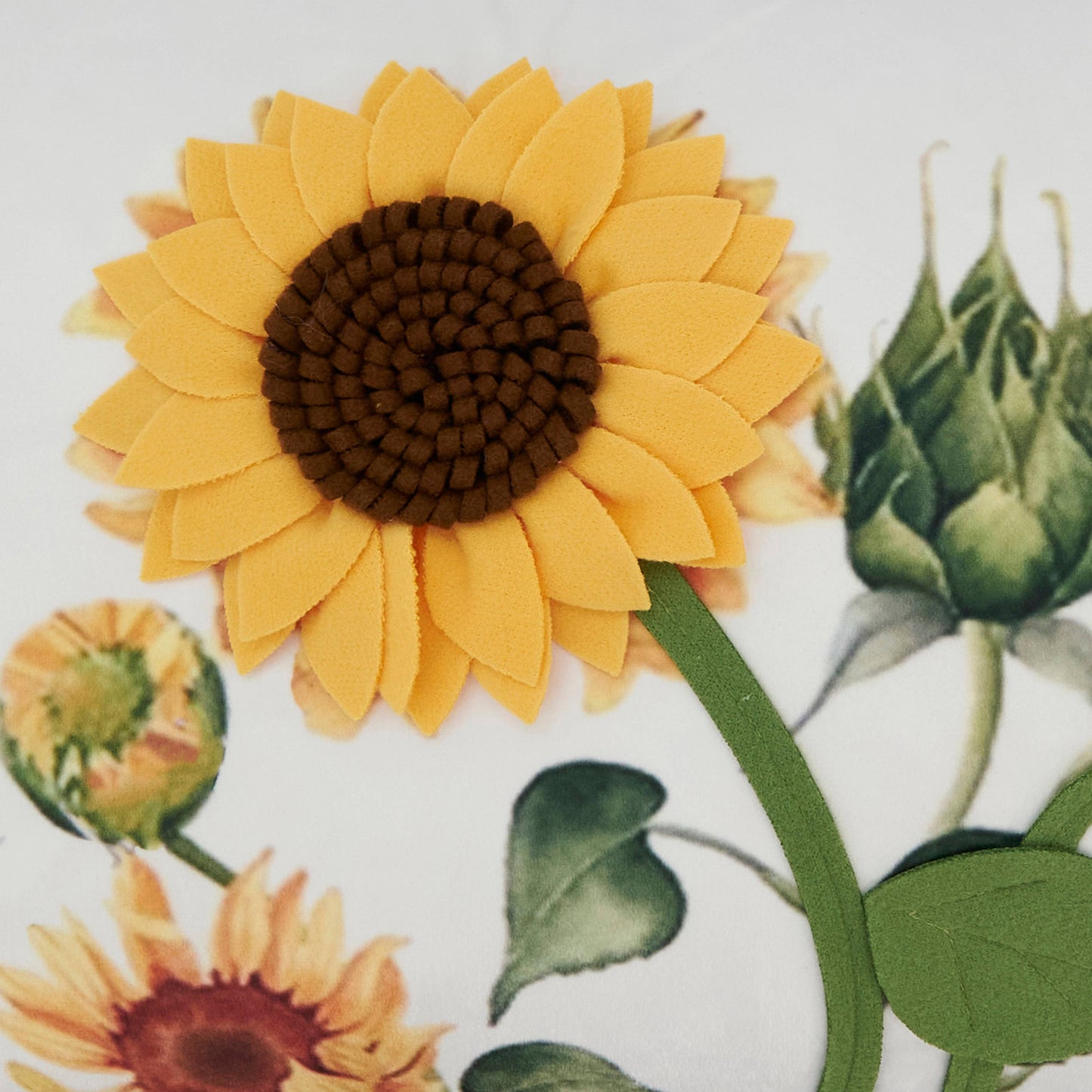 Bright Felt Applique Sunflower Pillow