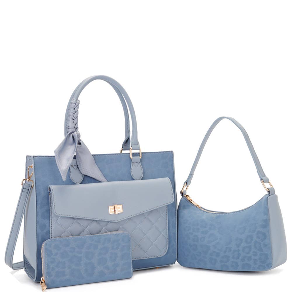 3 IN 1 QUILTED LEOPARD PRINT TOTE   SHOULDER BAG WA, L 1897