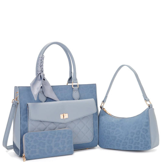 3 IN 1 QUILTED LEOPARD PRINT TOTE   SHOULDER BAG WA, L 1897