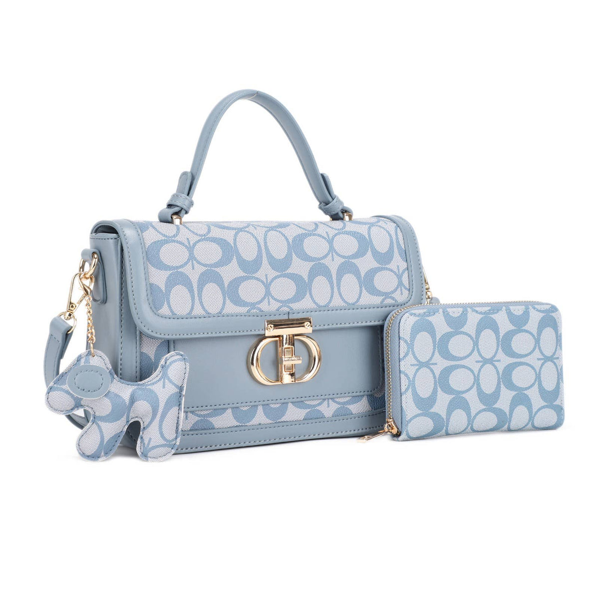 3-Piece Designer-Inspired Satchel Set with Wallet & Charm