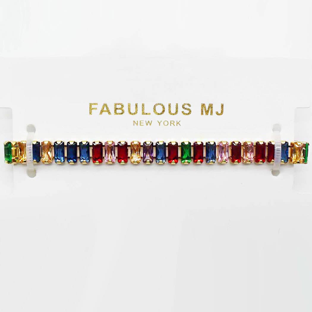 Multi-Colored Linked Paved Bracelet