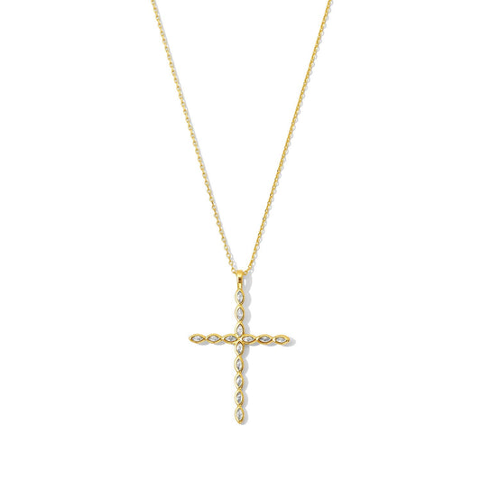 Large CZ Cross Pendant Necklace