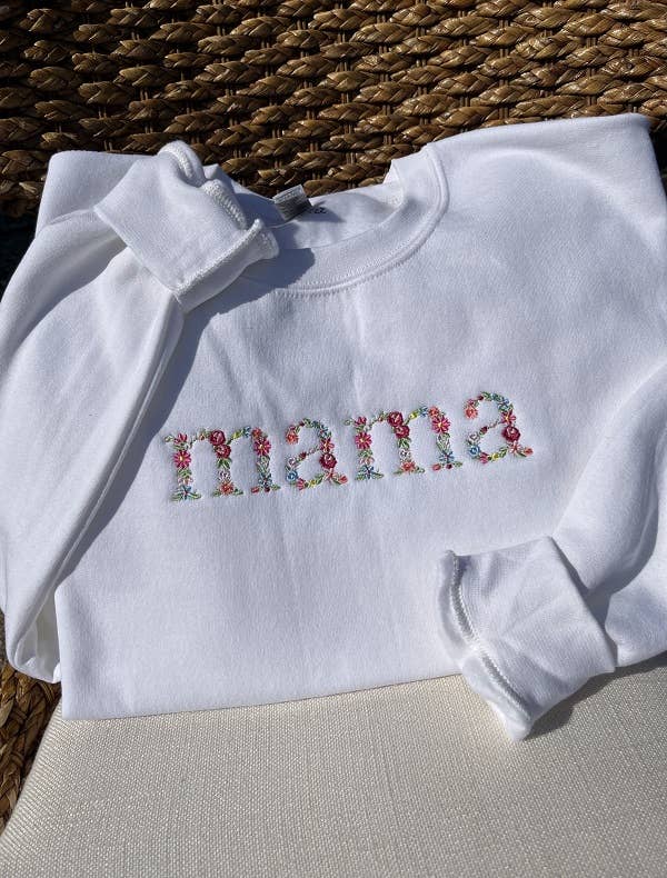 Mama Floral Embroidered Sweatshirt