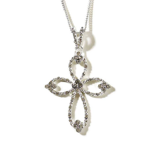 Dicksons - Silver Plated Open Petal Cross Necklace