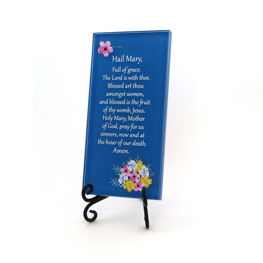 The Hail Mary Prayer on a Glass Plaque, Catholic Family Gift