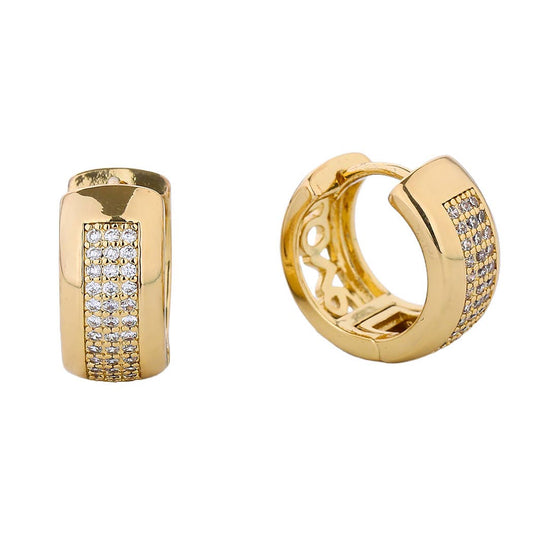 14K Gold-Dipped CZ Love Huggie Earring