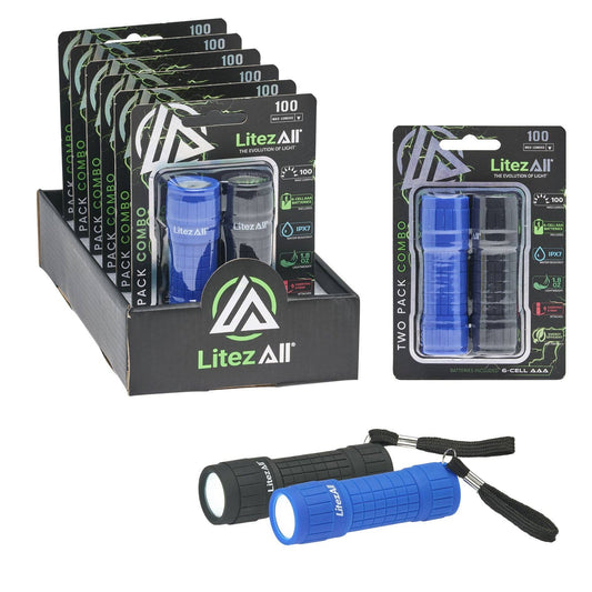 LitezAll Rubber Coated Pocket Flashlight 2 Pack