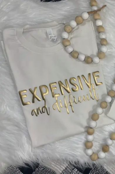Expensive and Difficult Script Gold Puff Tee