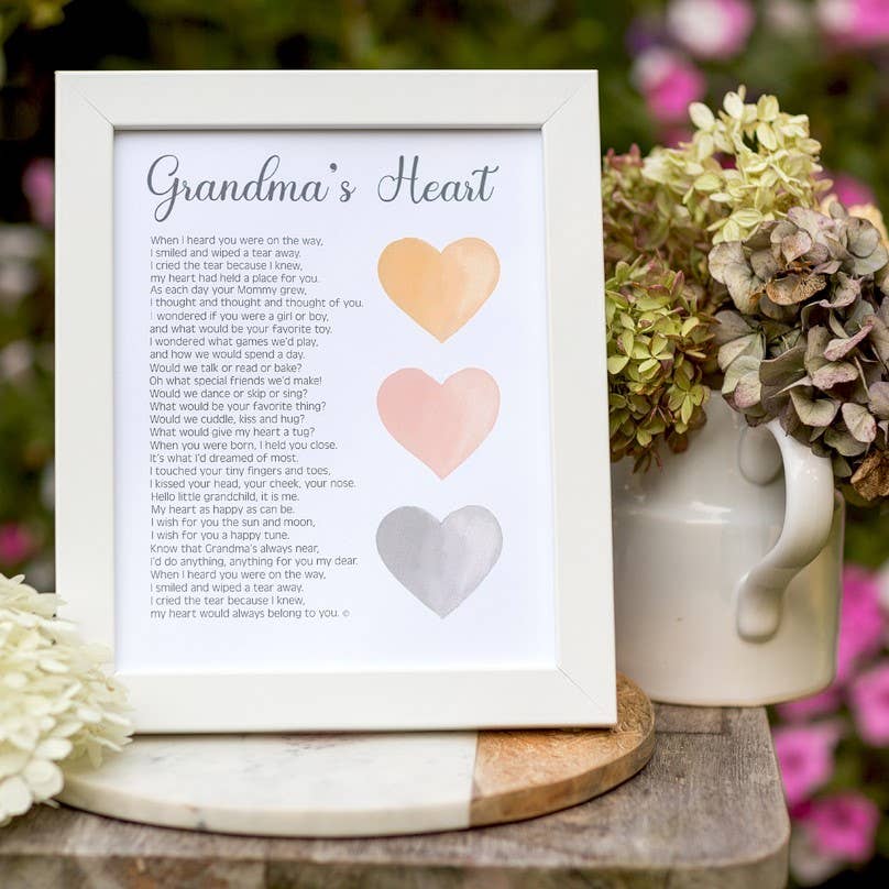 The Grandparent Gift Co. Inc. - Grandma's Heart Poem: Boho Hearts 1182W