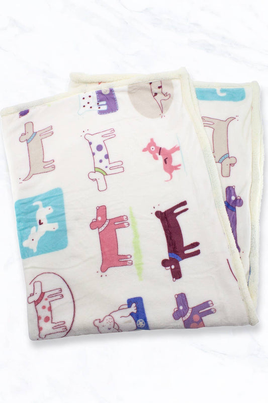 Dog Pattern Double Layered Warm Blanket