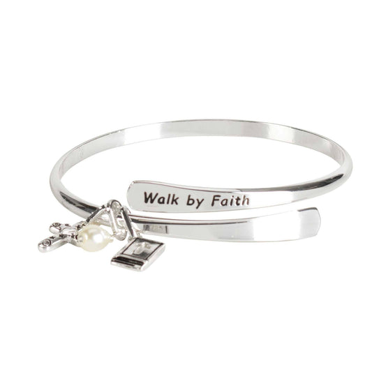 Dicksons - Wire Wrap Bangle Walk By Faith/Pearl