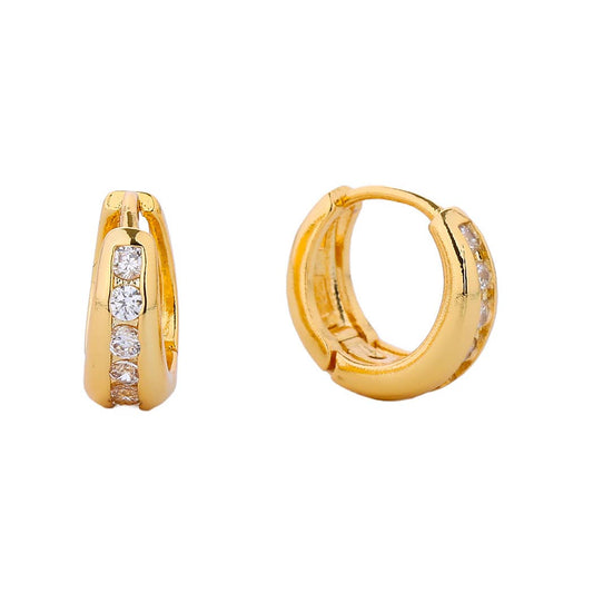 14K Gold-Dipped 1 Row CZ Huggie Earring