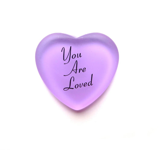 You Are Loved Frosted Glass Heart, Cute Stocking Stuffer