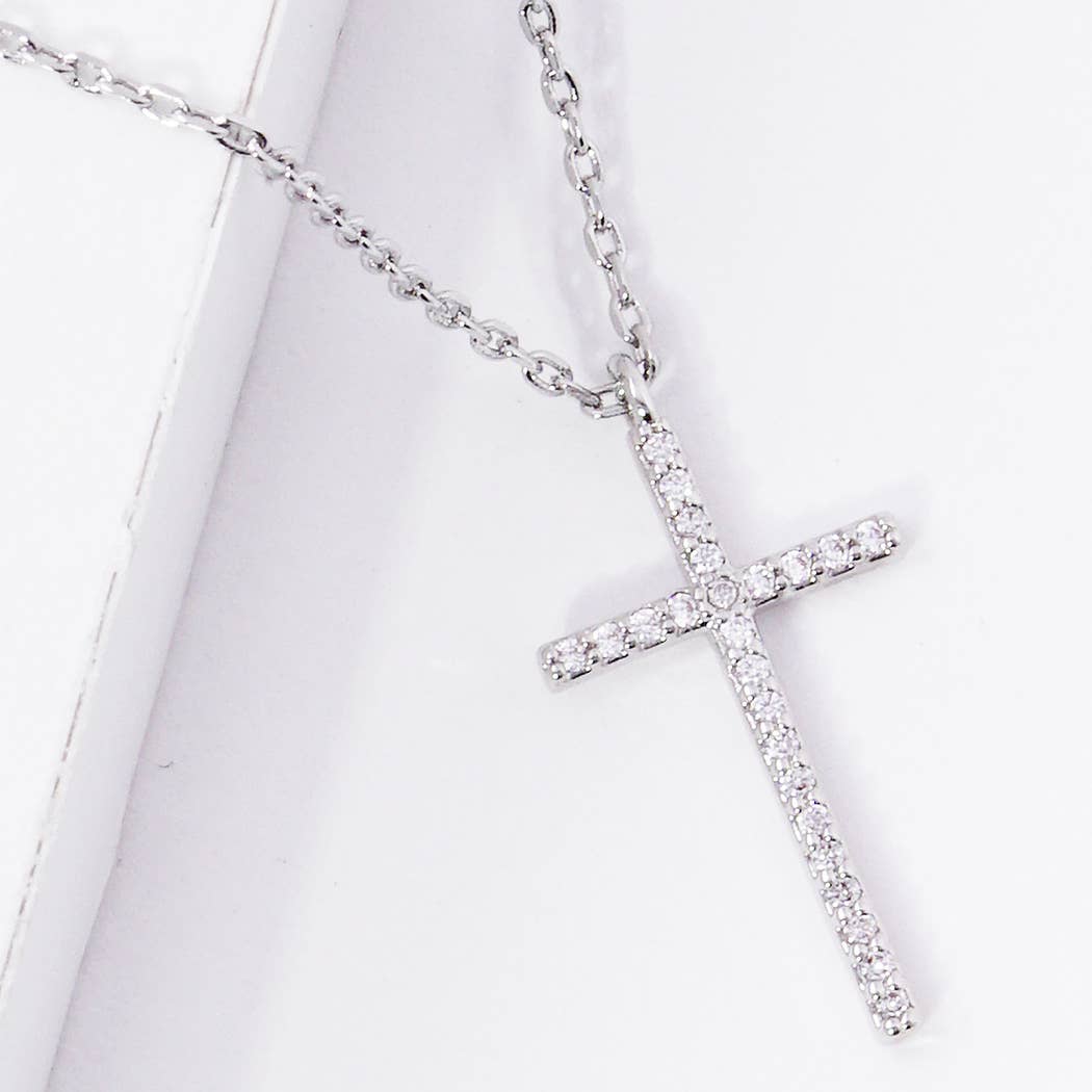 CZ Gold-Dipped Cross Necklace