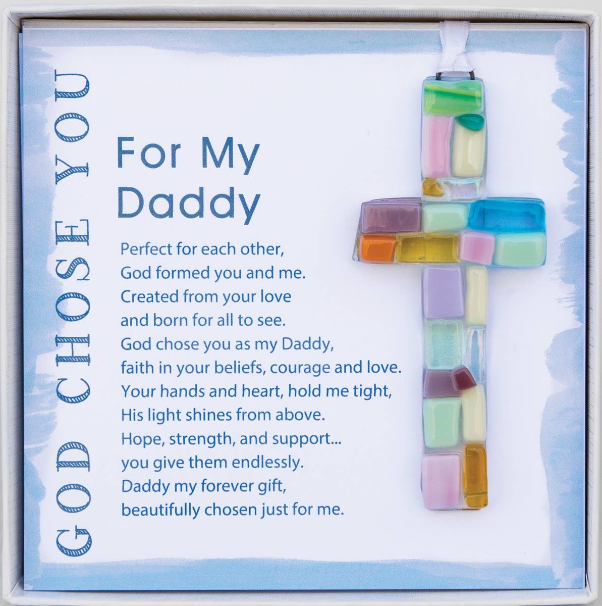 The Grandparent Gift Co. Inc. - God Chose You Daddy: Handmade Mosaic Glass 4503