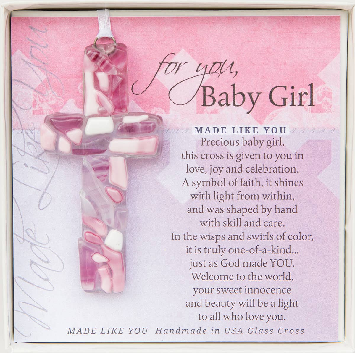 The Grandparent Gift Co. Inc. - Baby Girl Gift: Handmade Mosaic Glass Cross 4484