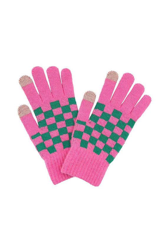 Pink and Green Texting Gloves