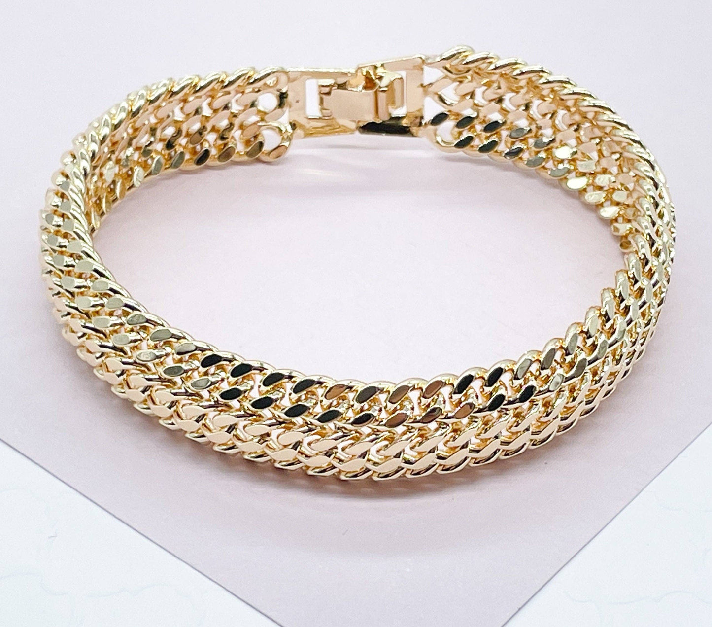 18K GoldFilled Triple Cuban Link Bracelet