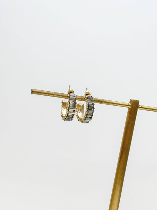 Petite Baguette Hoop Earrings