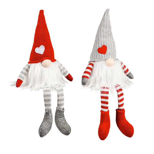 LED Plush Gnome with Heart Embellished Hat Table Décor2 Asst