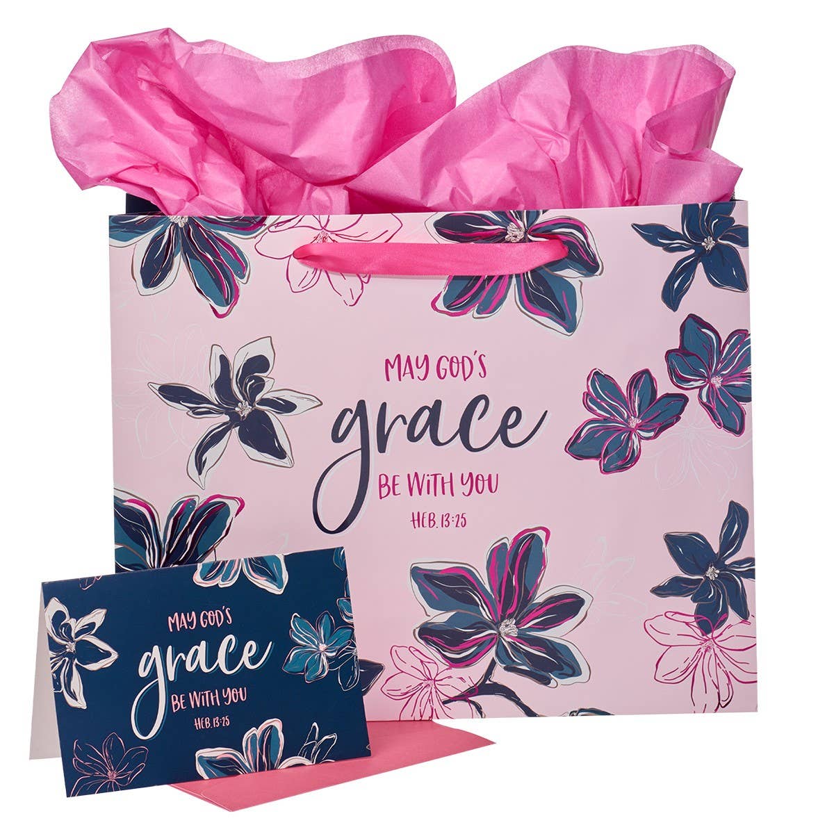 May God's Grace Be With You Blue Floral Large Landscape Gift