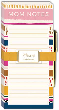 Magnetic Wide List pad With Pen MODERN MOM STRIPE