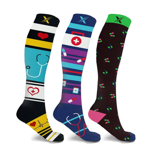 NURSE INSPIRED COMPRESSION SOCKS - 3 ASST STYLES