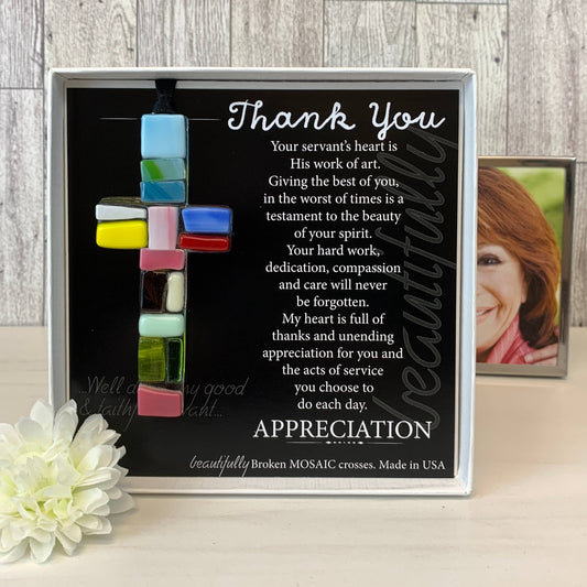 The Grandparent Gift Co. Inc. - Thank You Inspirational Gift Cross: Handmade Glass 4470