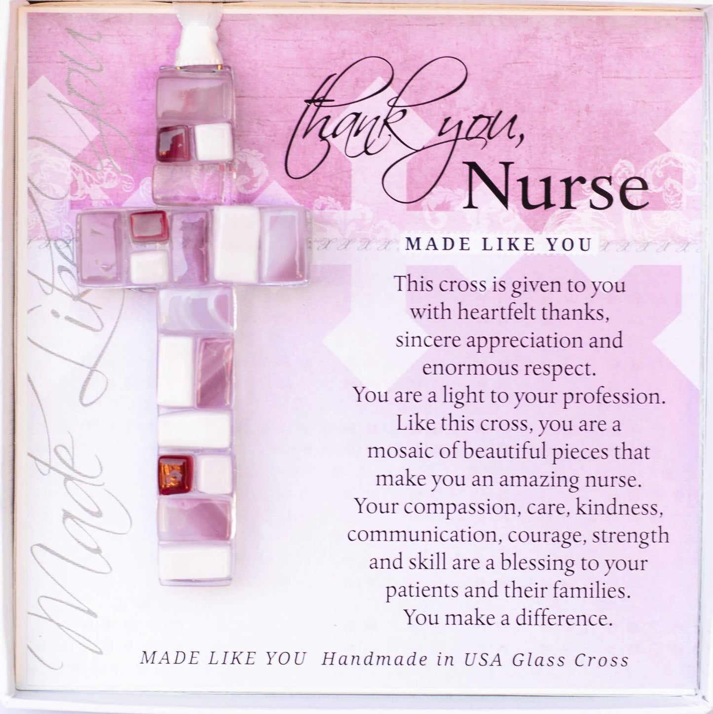 The Grandparent Gift Co. Inc. - Nurse Cross: Handmade Clear Mosaic Glass 4453