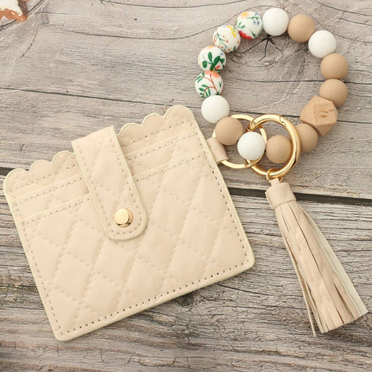 SILICONE BEAD TASSEL BRACELET KEYCHAIN CARD BAG_CWAJE0665