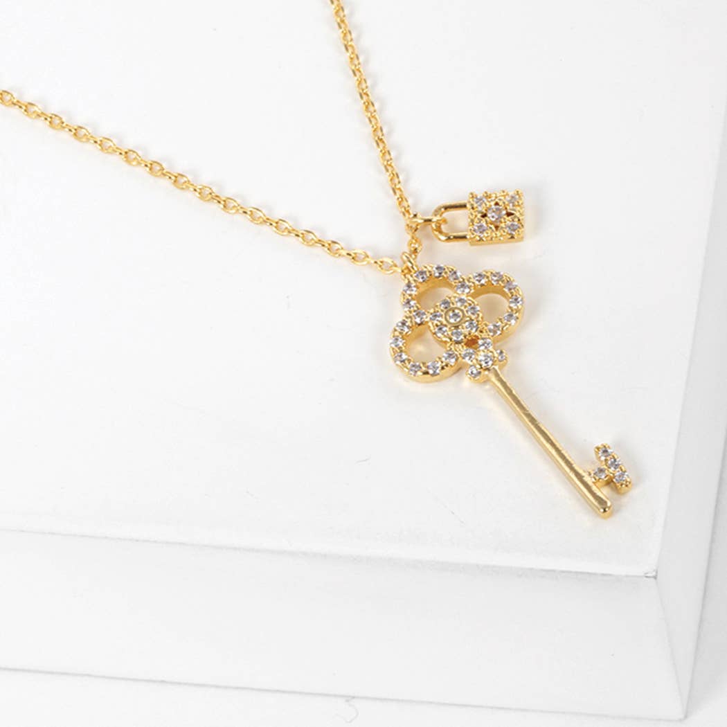 CZ Gold-Dipped Key Necklace