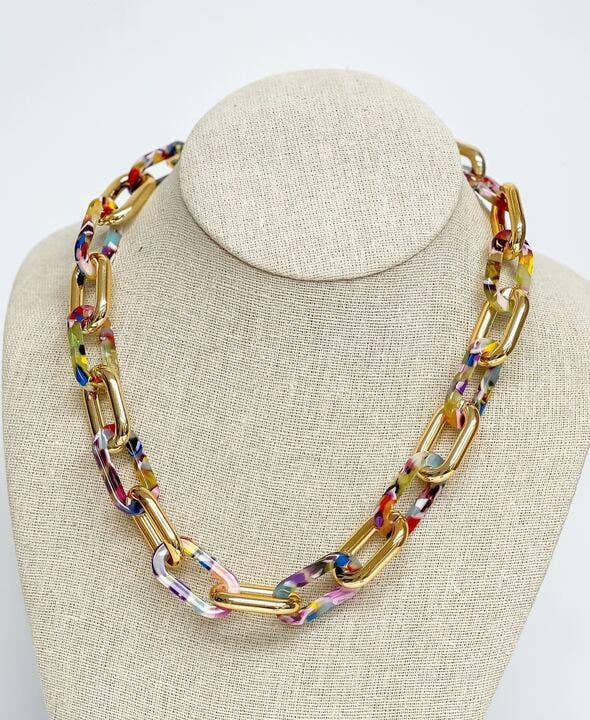 Chunky Gold & Acrylic Chain Necklace