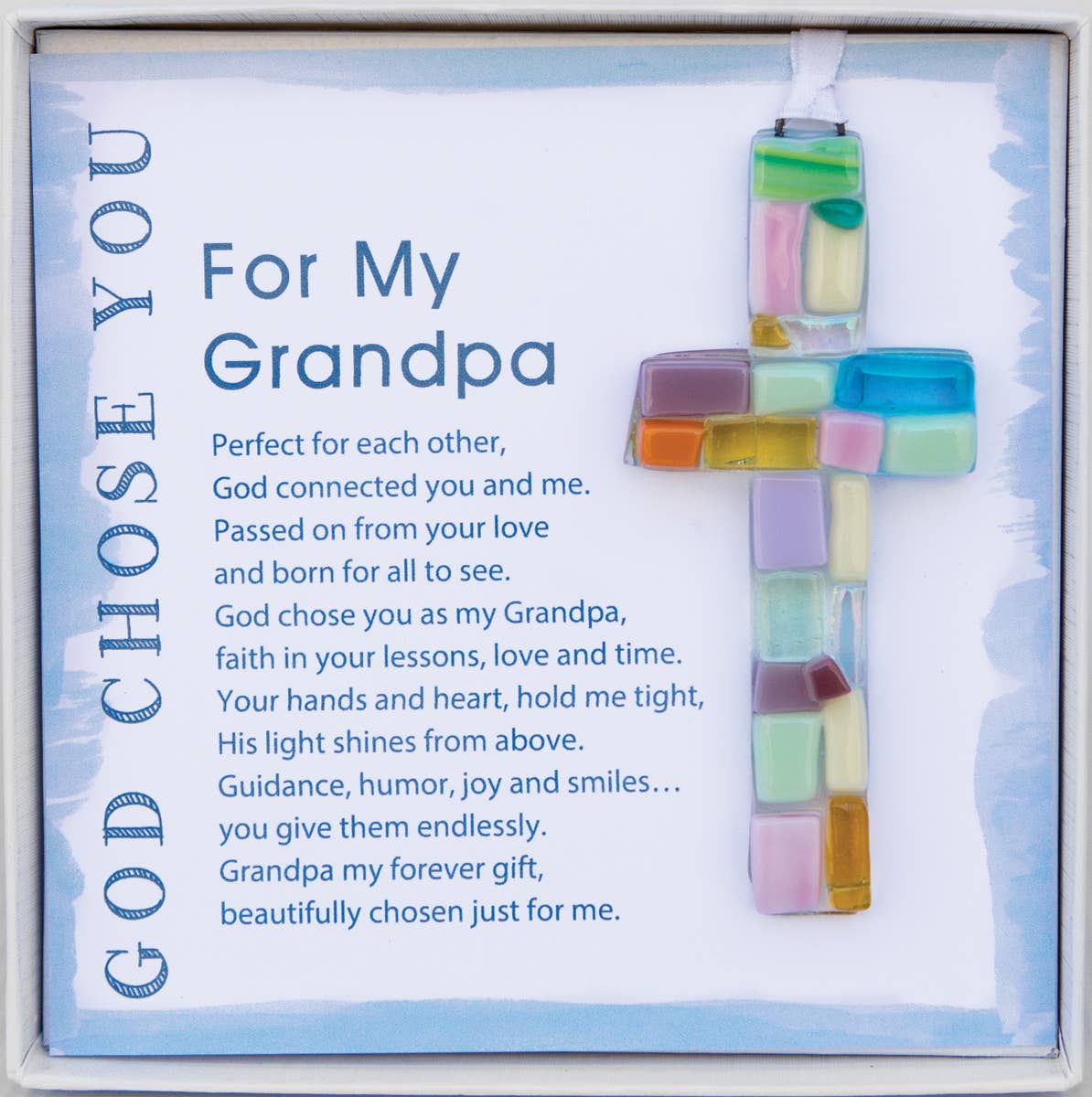 The Grandparent Gift Co. Inc. - God Chose You Grandpa: Handmade Mosaic Glass 4505