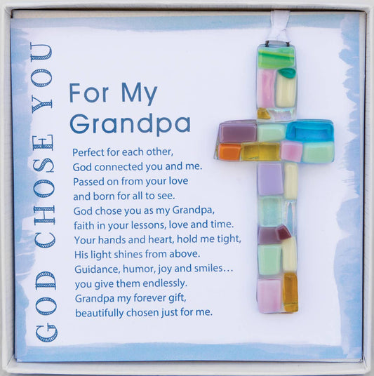 The Grandparent Gift Co. Inc. - God Chose You Grandpa: Handmade Mosaic Glass 4505