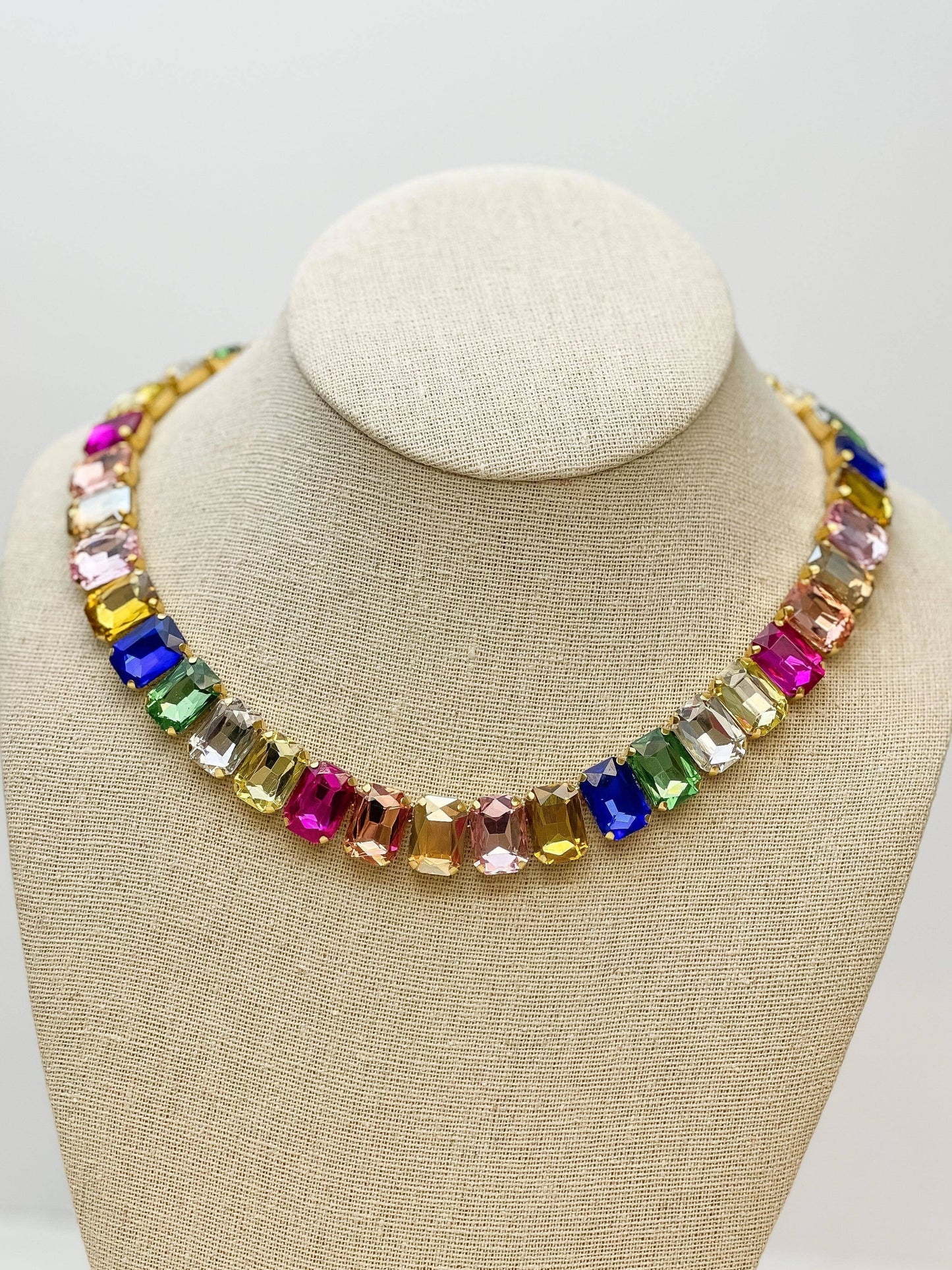 Iridescent Jewel Bib Necklace - Light Multi