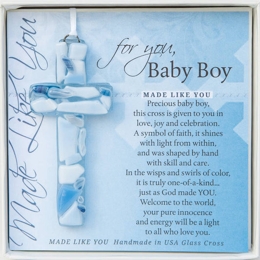 The Grandparent Gift Co. Inc. - Baby Boy Gift: Handmade Mosaic Glass Cross 4485