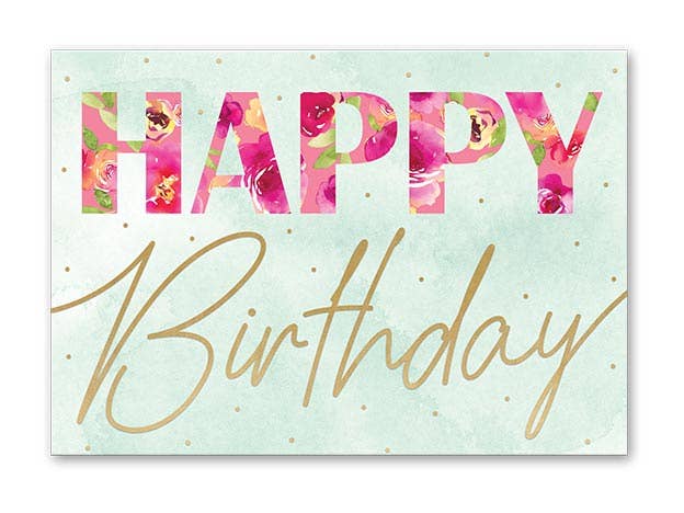 Greeting Card -Floral Word Birthday